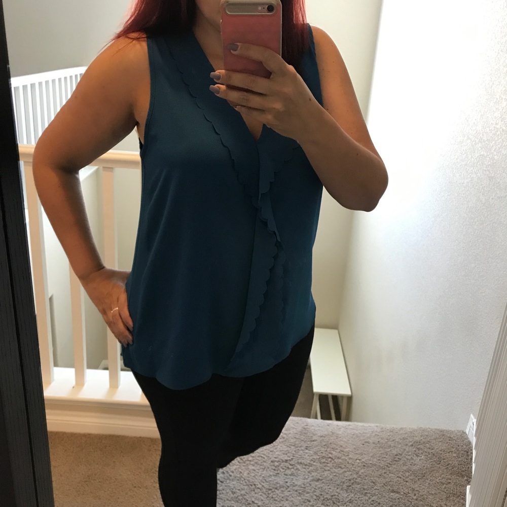 ❤️1X PLUS SIZE Blue Ruffle Tank - Picture 5 of 5